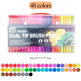 Plumones Punta Pincel 48 Colores Marcadores Dual Tip Brush