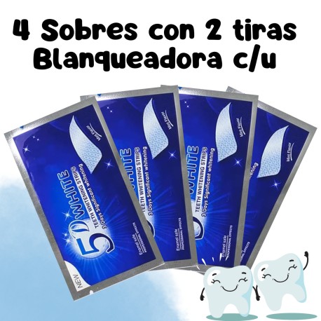 Bandas Tiras Blanqueadoras 5D Tratamiento Dental 4 sobres