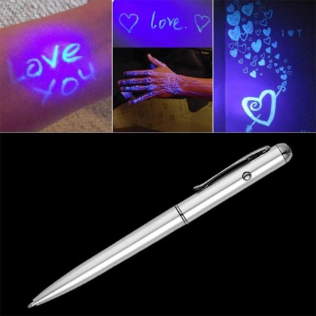 Bolígrafo Luz Uv Led Tinta Invisible Mensajes Ocultos 1pz