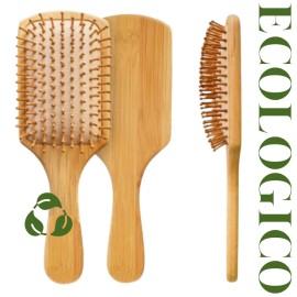 Cepillo Bambú Madera Ecologico Cerdas Firmes Desenredar Cabello