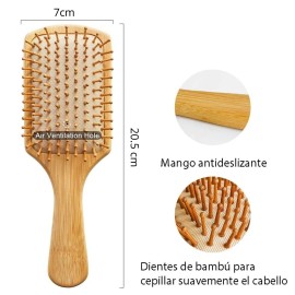 Cepillo Madera Bambú Natural Ecológico Peine Cabello